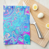 Groovy Abstract Retro Robins Ei Blauw Draaikolk Theedoek (Quarter Fold)