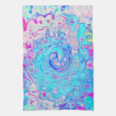 Groovy Abstract Retro Robins Ei Blauw Draaikolk Theedoek (Verticaal)