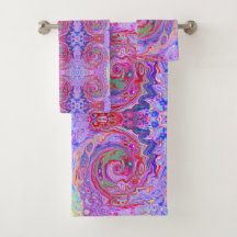 Groovy Abstract Retro Rood, Paars en Roze Wervelin