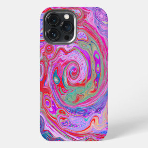 Groovy Abstract Retro Rood, Paars en Roze Wervelin iPhone 13 Pro Max Hoesje