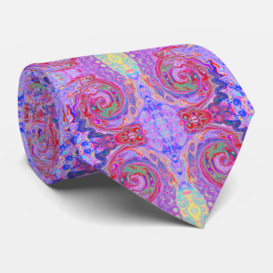 Groovy Abstract Retro Rood, Paars en Roze Wervelin Stropdas