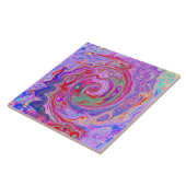 Groovy Abstract Retro Rood, Paars en Roze Wervelin Tegeltje (Zijkant)