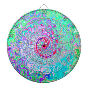Groovy Abstract Retro Roze en Groen Draaikolk Dartbord