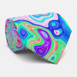 Groovy Abstract Retro Roze en Groen Werveling Stropdas