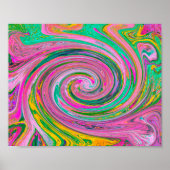 Groovy Abstract Retro Roze en Mint Green Swirl Poster (Voorkant)