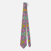 Groovy Abstract Retro Roze en Mint Green Swirl Stropdas (Voorkant)