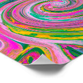 Groovy Abstract Retro Roze en Mintgroene Draaikolk Poster (Hoek)