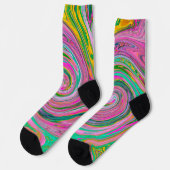 Groovy Abstract Retro Roze en Mintgroene Draaikolk Sokken (Links)