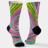 Groovy Abstract Retro Roze en Mintgroene Draaikolk Sokken (Gebogen)