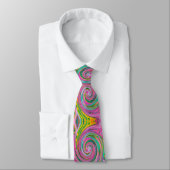 Groovy Abstract Retro Roze en Mintgroene Draaikolk Stropdas (Gebonden)
