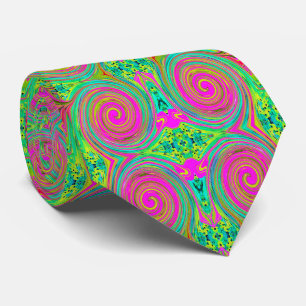 Groovy Abstract Roze en Turquoise Draaikolk Stropdas