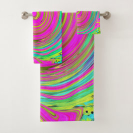 Groovy Abstract roze en Turquoise Swirl Bad Handdoek