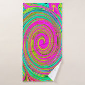 Groovy Abstract roze en Turquoise Swirl Badhanddoek (Badhanddoek)