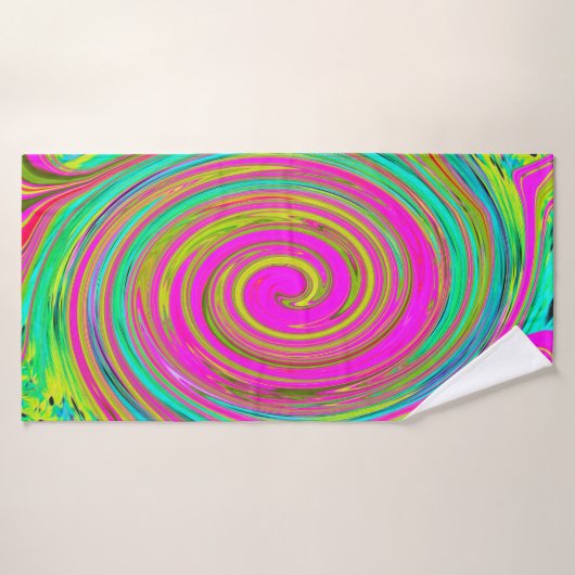 Groovy Abstract roze en Turquoise Swirl Badhanddoek (Badhanddoek)