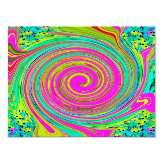 Groovy Abstract roze en Turquoise Swirl Foto Afdruk (Voorkant)