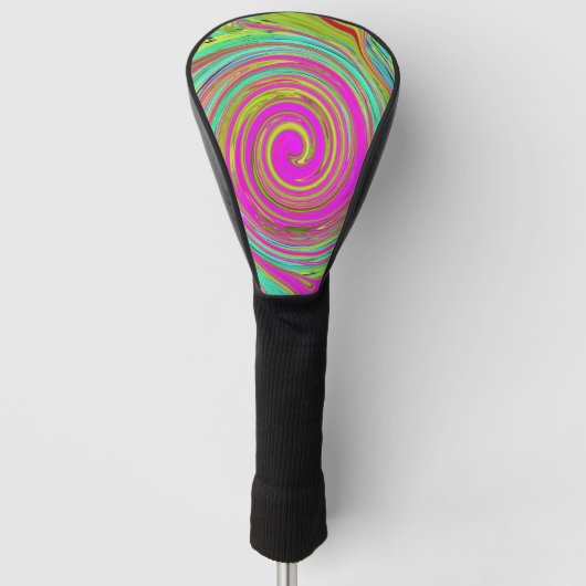 Groovy Abstract roze en Turquoise Swirl Golfheadcover (Voorkant)