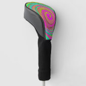 Groovy Abstract roze en Turquoise Swirl Golfheadcover (Schuin)