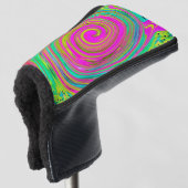 Groovy Abstract roze en Turquoise Swirl Golfheadcover (3/4 voorkant)