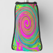 Groovy Abstract roze en Turquoise Swirl Golfheadcover (Draai 90)