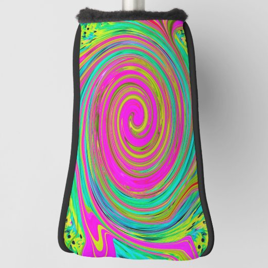 Groovy Abstract roze en Turquoise Swirl Golfheadcover (Draai 90)