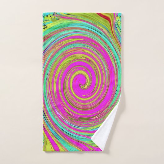 Groovy Abstract roze en Turquoise Swirl Handdoek (Handdoek)