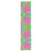 Groovy Abstract roze en Turquoise Swirl Korte Tafelloper (Voorkant)