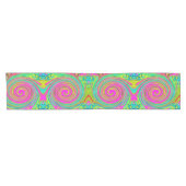 Groovy Abstract roze en Turquoise Swirl Korte Tafelloper (Horizontaal)