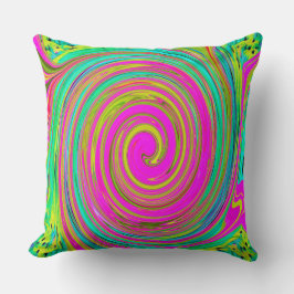 Groovy Abstract roze en Turquoise Swirl Kussen