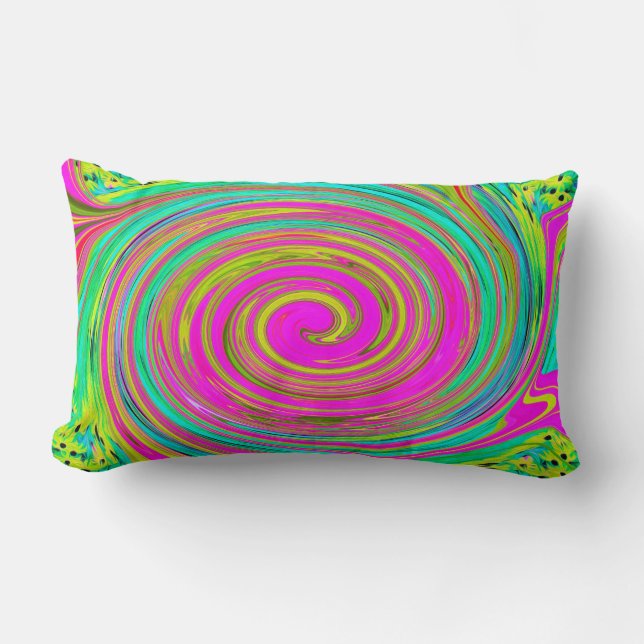 Groovy Abstract roze en Turquoise Swirl Kussen (Voorkant)