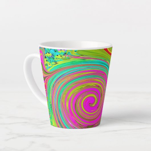 Groovy Abstract roze en Turquoise Swirl Latte Mok (Linkerhoek)