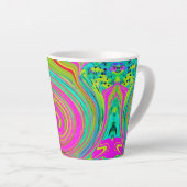 Groovy Abstract roze en Turquoise Swirl Latte Mok (Rechterhoek)
