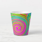 Groovy Abstract roze en Turquoise Swirl Latte Mok (Voorkant)