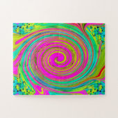 Groovy Abstract roze en Turquoise Swirl Legpuzzel (Horizontaal)
