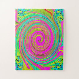 Groovy Abstract roze en Turquoise Swirl Legpuzzel