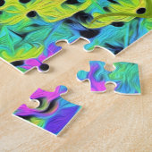 Groovy Abstract roze en Turquoise Swirl Legpuzzel (Zijkant)