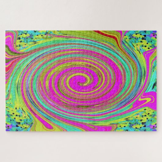 Groovy Abstract roze en Turquoise Swirl Legpuzzel (Horizontaal)