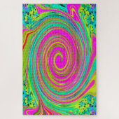 Groovy Abstract roze en Turquoise Swirl Legpuzzel (Verticaal)