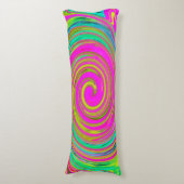 Groovy Abstract roze en Turquoise Swirl Lichaamskussen (Voorkant Verticaal)