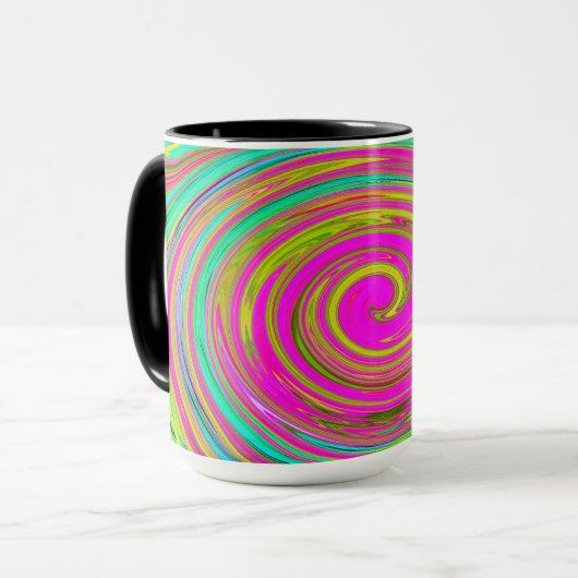 Groovy Abstract roze en Turquoise Swirl Mok (Voorkant links)