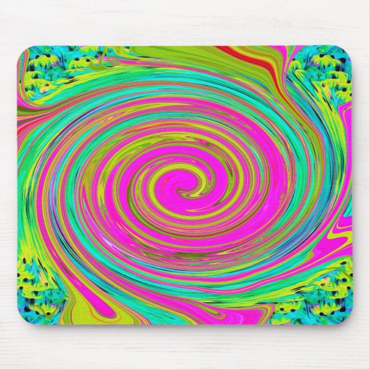 Groovy Abstract roze en Turquoise Swirl Muismat (Voorkant)