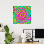 Groovy Abstract roze en Turquoise Swirl Poster (Thuiskantoor)