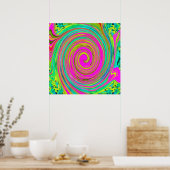 Groovy Abstract roze en Turquoise Swirl Poster (Keuken)