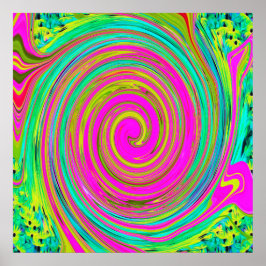 Groovy Abstract roze en Turquoise Swirl Poster