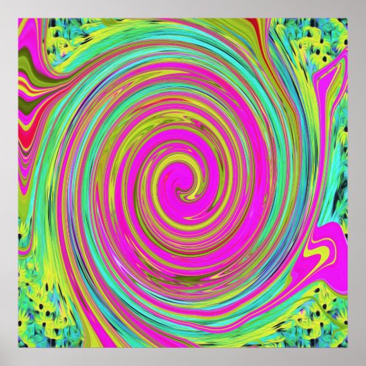 Groovy Abstract roze en Turquoise Swirl Poster (Voorkant)