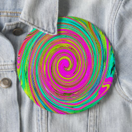 Groovy Abstract roze en Turquoise Swirl Ronde Button 6,0 Cm