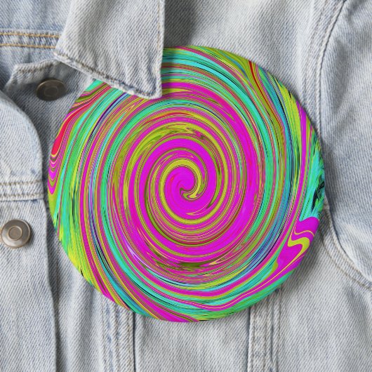 Groovy Abstract roze en Turquoise Swirl Ronde Button 6,0 Cm (In situ)