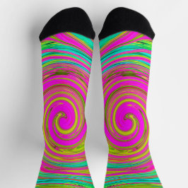 Groovy Abstract roze en Turquoise Swirl Sokken