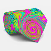 Groovy Abstract roze en Turquoise Swirl Stropdas (Opgerold)