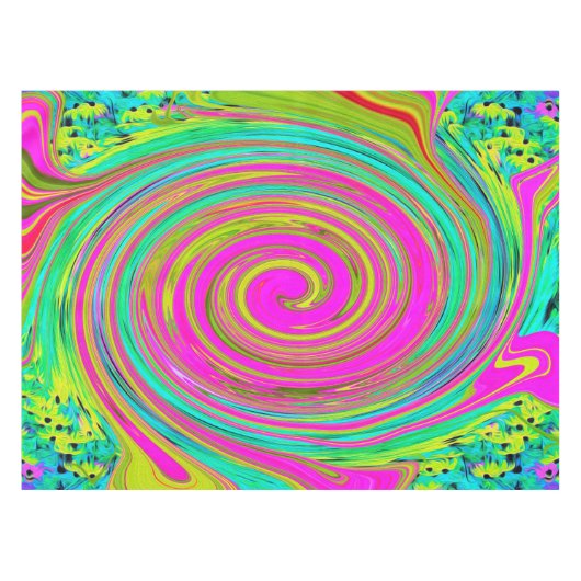 Groovy Abstract roze en Turquoise Swirl Tafelkleed (Voorkant (Horizontaal))