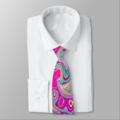 Groovy Abstract Turkoois en Rood Draaien Stropdas (Gebonden)
